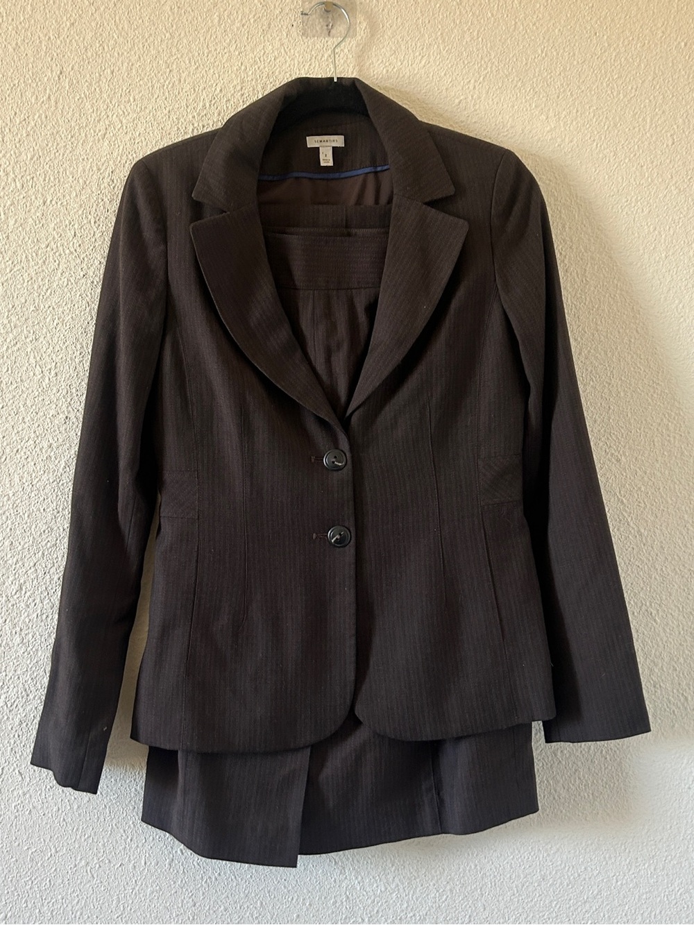 Semantiks 3 piece Wool Linen Blend Blazer Skirt Trousers set Striped Women’s 2